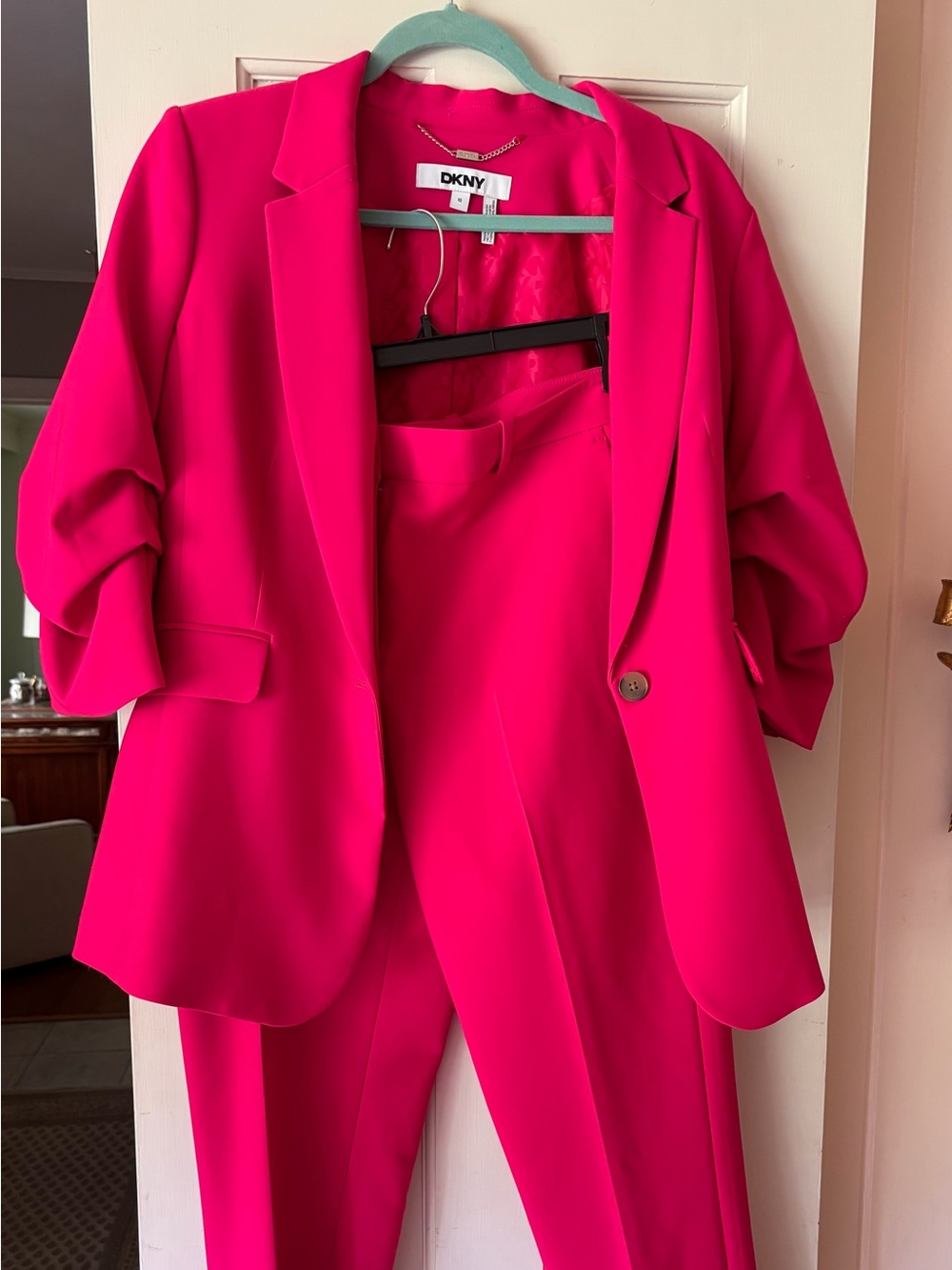 DKNY Bright Hot Pink Blazer and Slacks